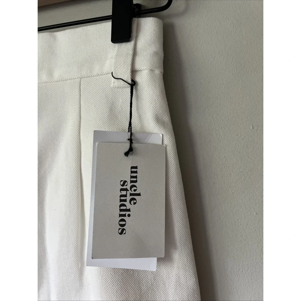 Uncle Studios Cotton Twill Pleated Trouser Pants Size XS NWT Ivory